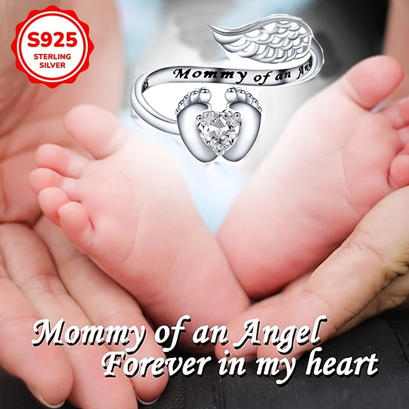 S925 Unique Rings Wing with Tiny Feet Heart Shape Synthetic